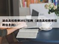 湖南高校教师2017招聘（湖南高校教师招聘信息网）