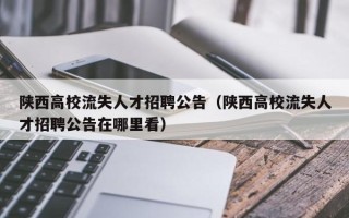 陕西高校流失人才招聘公告（陕西高校流失人才招聘公告在哪里看）