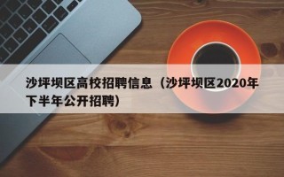 沙坪坝区高校招聘信息（沙坪坝区2020年下半年公开招聘）