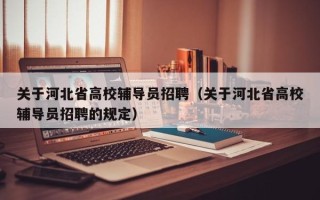 关于河北省高校辅导员招聘（关于河北省高校辅导员招聘的规定）
