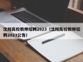 沈阳高校教师招聘2023（沈阳高校教师招聘2023公告）