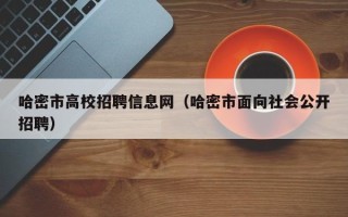 哈密市高校招聘信息网（哈密市面向社会公开招聘）