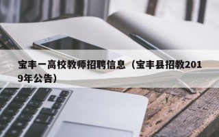 宝丰一高校教师招聘信息（宝丰县招教2019年公告）