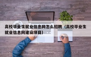 高校毕业生就业信息网怎么招聘（高校毕业生就业信息网建设项目）