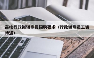 高校行政岗辅导员招聘要求（行政辅导员工资待遇）